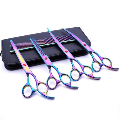 Pet Grooming Scissors Round Head Professional Stainless Steel Dog Cat Hair Scissors Animal Cutting Pets Shears Portable Set