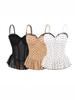 Korean Elegant Polka Dot Ruffle Camisole, Slim Fit with Chest Pads, Waist-Cinched, Flattering Lace Top for Women