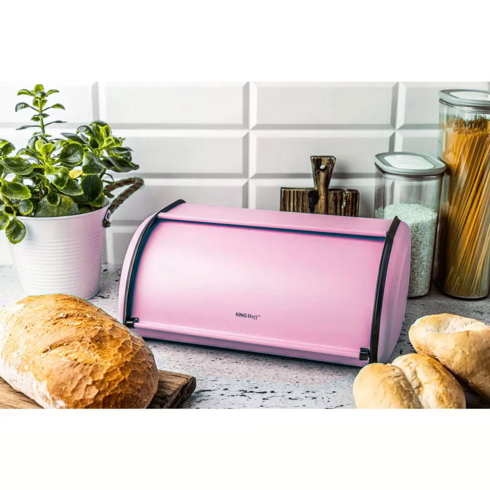 Chlebak stalowy mały 36cm KINGHOFF KH-1756 Różowy
