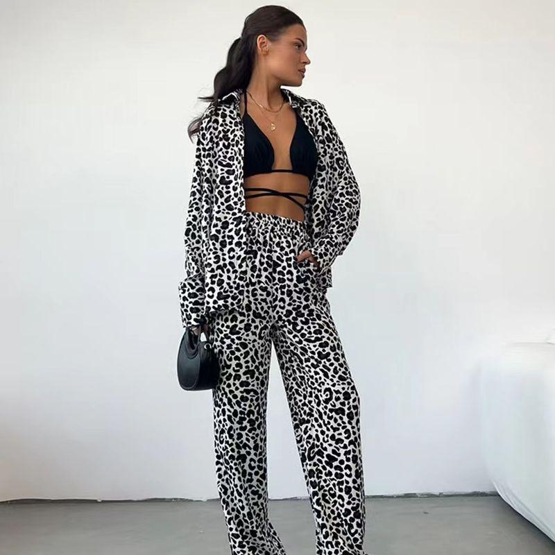 

Fashion Style Leopard Print Print Top and Trousers Suit Leopard Print Top and Pants Outfit Leopard print Print S