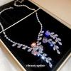 Zirkon Blume Ähren Quaste Halskette Ohrstecker Schmuckset Hofstil Leichter Luxus Elegantes Vielseitiges Schmuckstück