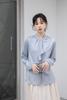[SYitong] Women's Long-Sleeved Plain Blouse, Stylish, Washable, Collarless, White/Pink, Lined, Business/Office, Cute, Popular, Date, Outing, Commuting