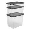 Heavy Duty Clear Plastic Stacker Storage Box with Lid Secure Latching System Ideal Organizing Garage Closet and Attic