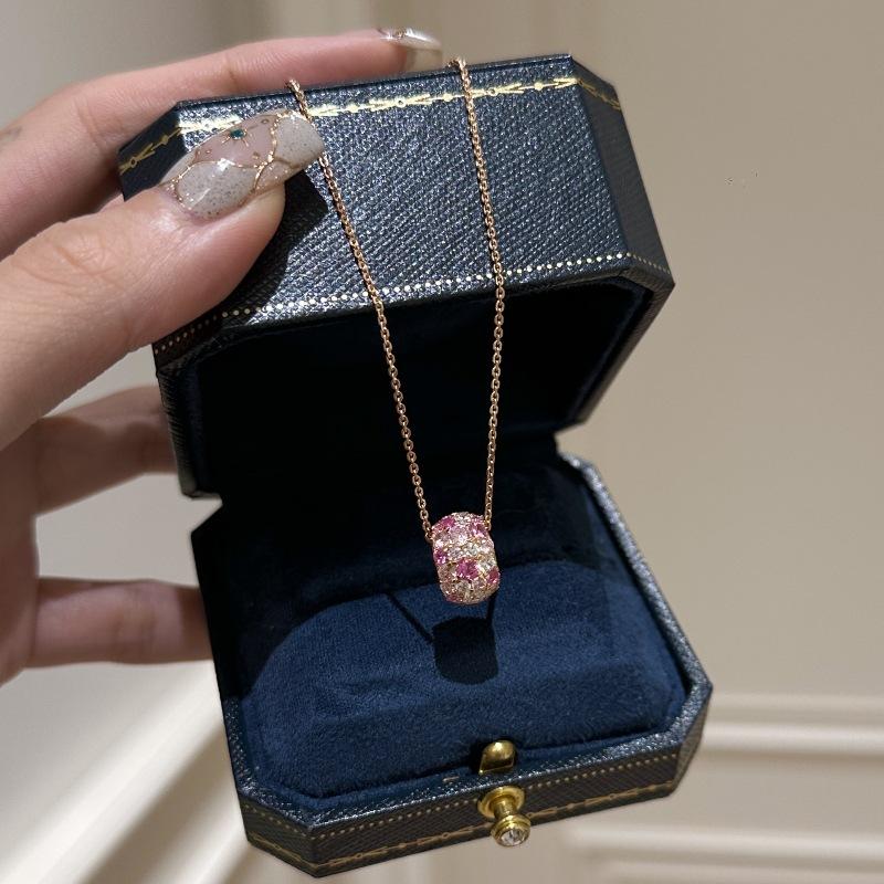Vintage Antique Rose Manor Full Diamond Passepartout Necklace Chic Pendant Temperament Premium Clavicle Chain