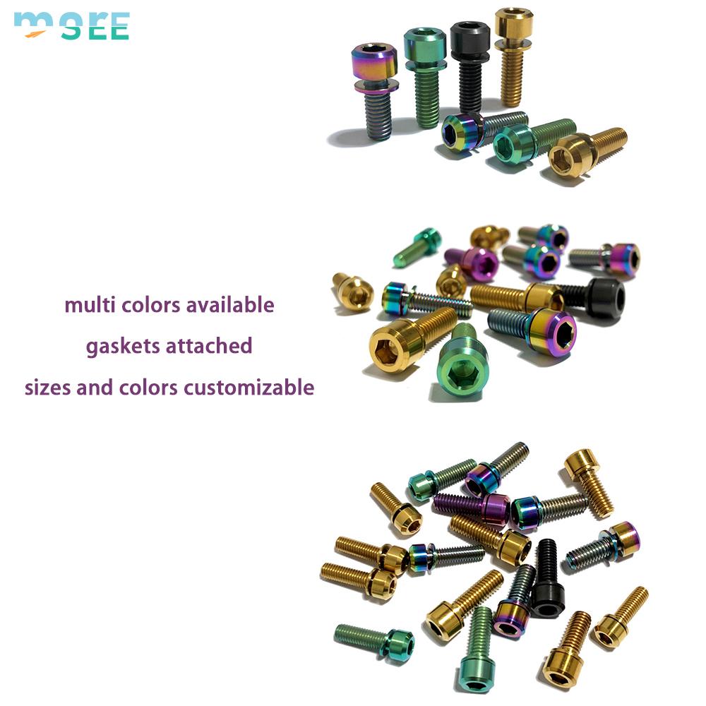 SeeMore Titanium Alloy Bike Allen Hex Bolts Anti-Corrosion Lightweight Road Bike Stem Parts Bicycle Stem Screw with Washers Set