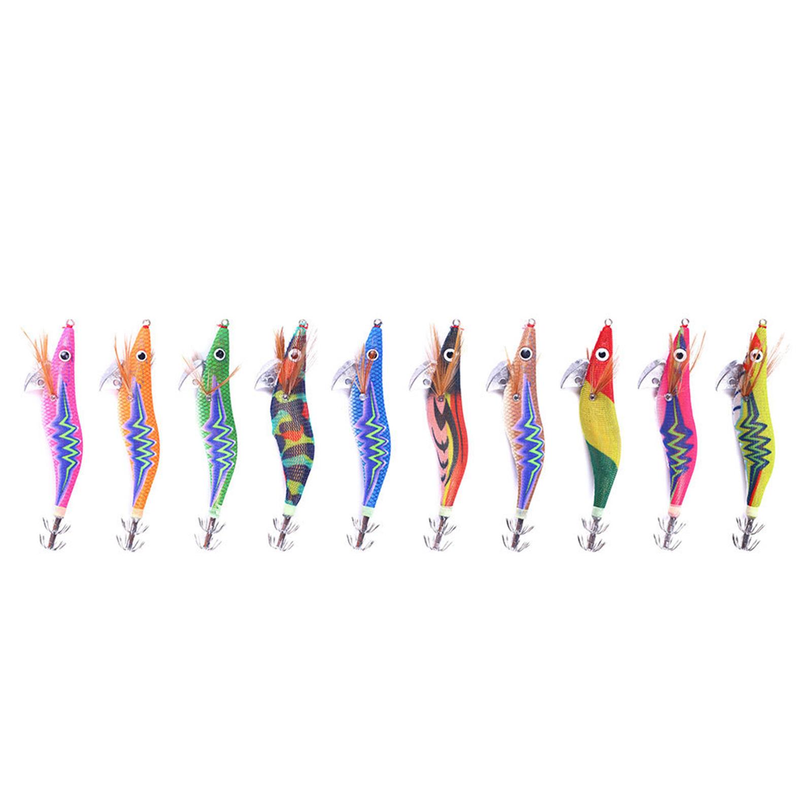 

10Pcs Fishing Squid Jig Lures Jig Squid Fishing Lures Baits Set Freshwater Saltwater Fishing Jig Hard Octopuses Hook 11.5CM