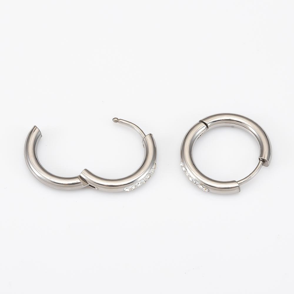 2pcs 4pcs Stainless Steel Hoop Earrings Transparent Crystal Beads Round Ear Clip Fashion DIY Jewelry Earrings Supplies Wholesale