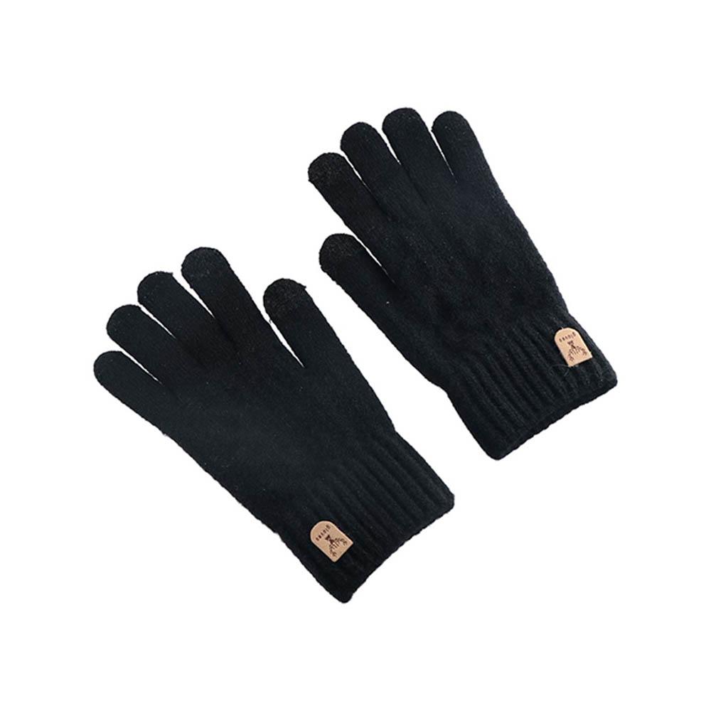 Wool Knitted Woolen Gloves Solid Color Full Finger Gloves Nonslip Men Knitted Gloves  Fishing