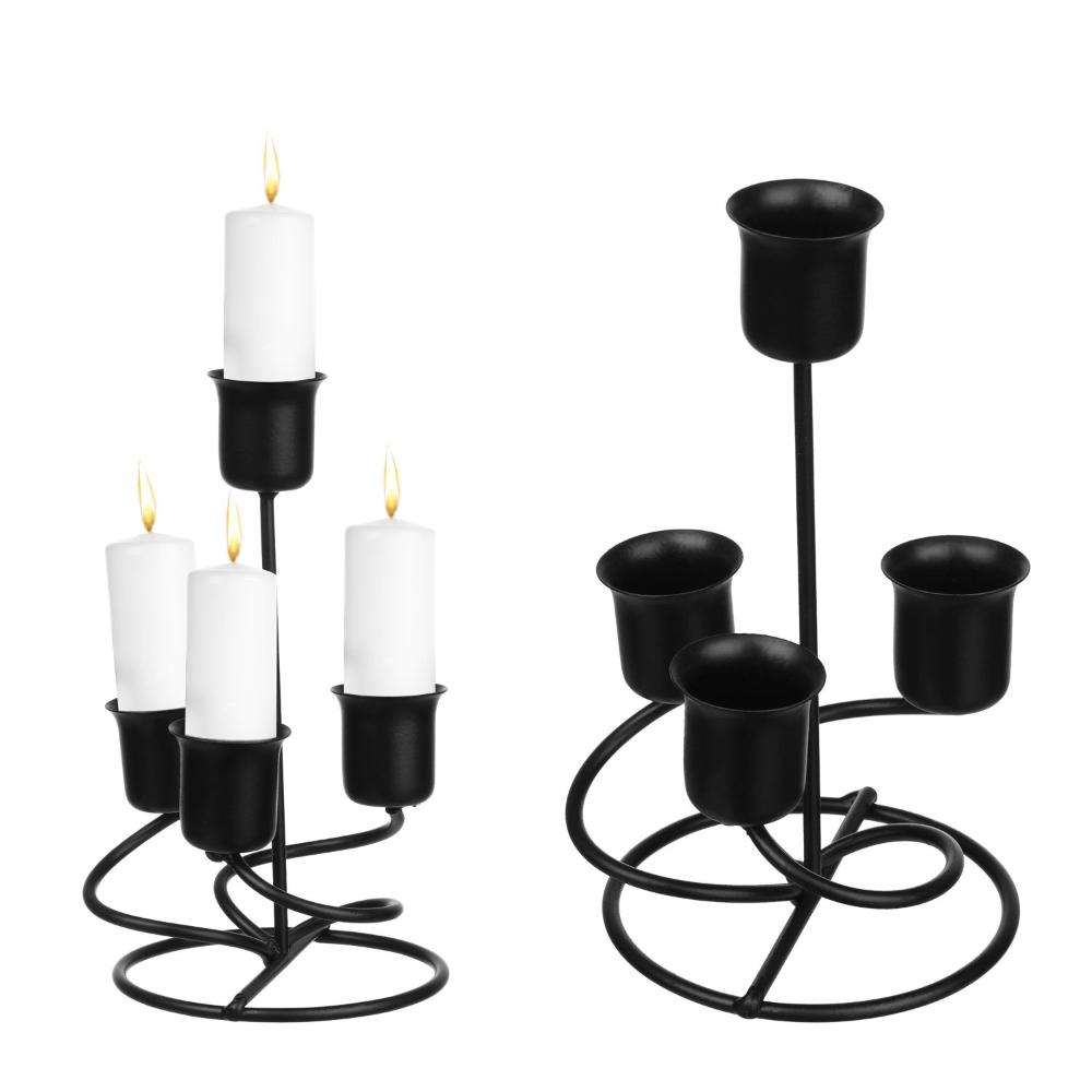 Candles Candlesticks Black Candle Holders Metal Candle Stands Wrought Iron Candelabra Modern Style