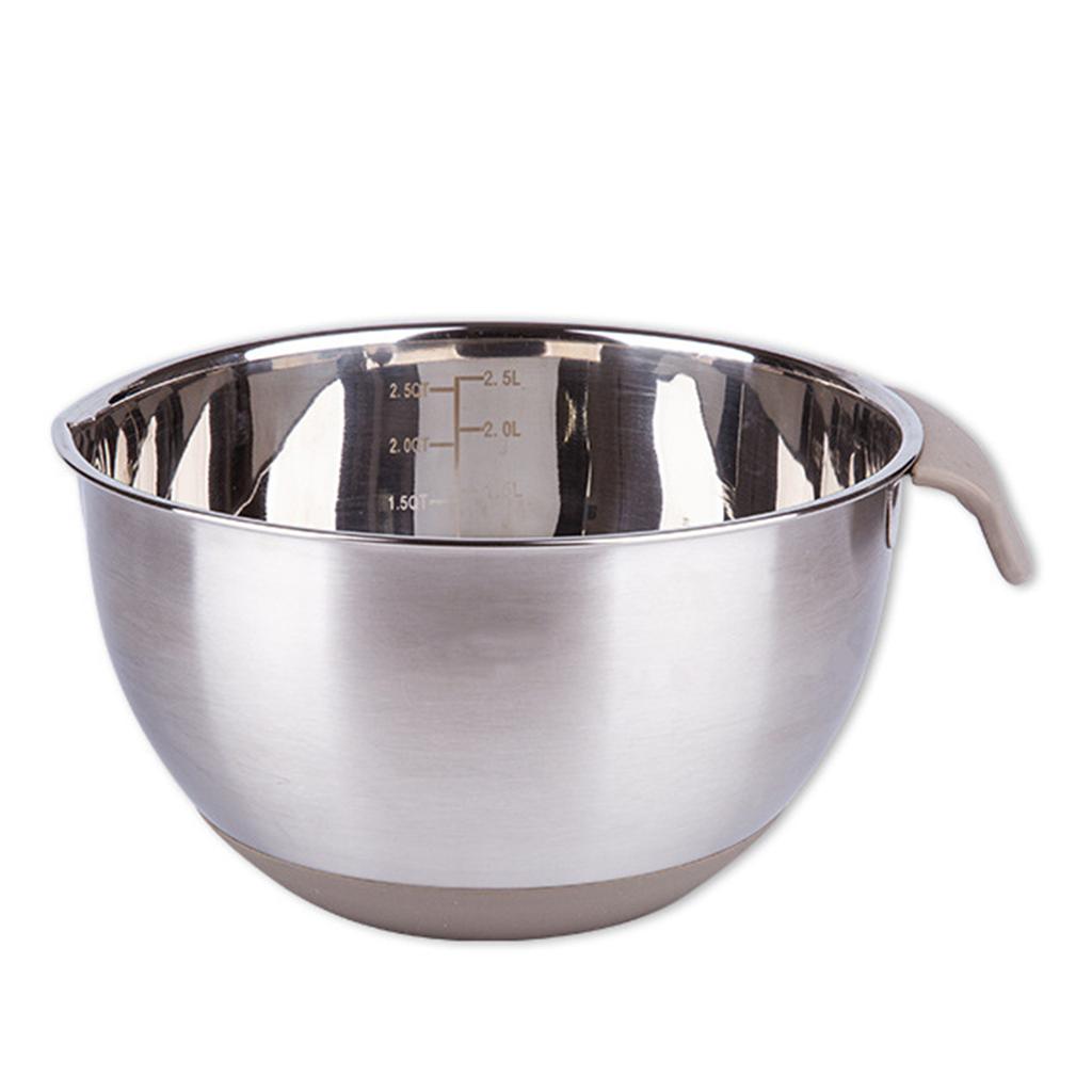 Heavy Duty Stainless Steel Mixing Bowl With Ergonomic Handle Dishwasher Safe Basin For Whipping Baking And Storage