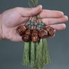 Pear Blossom Carved Gourd Pendant: Wood Ornament & Diffuser Keychain