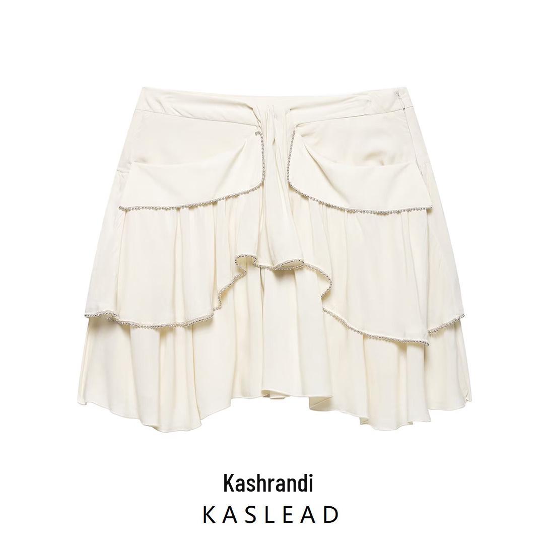 

Spring 2025 Women s European & American Style Layered Short Skirt M белый