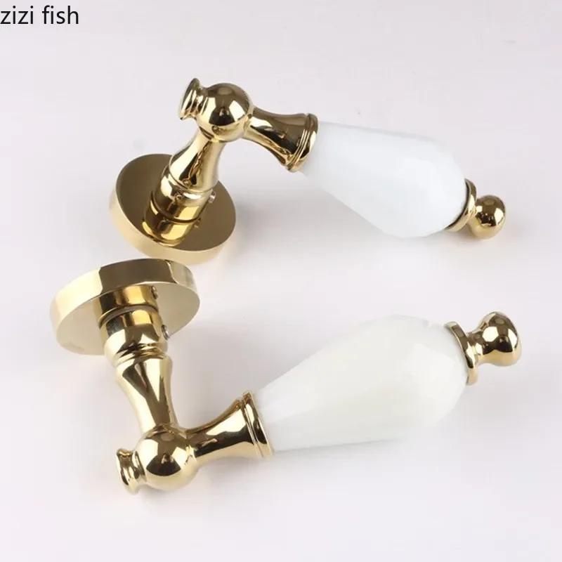 Metal Ceramic Indoor Door Lock Silent Lock Safety Split Locks Magnetic Lock Door Handle Door Furniture Hardware Accessories Tool