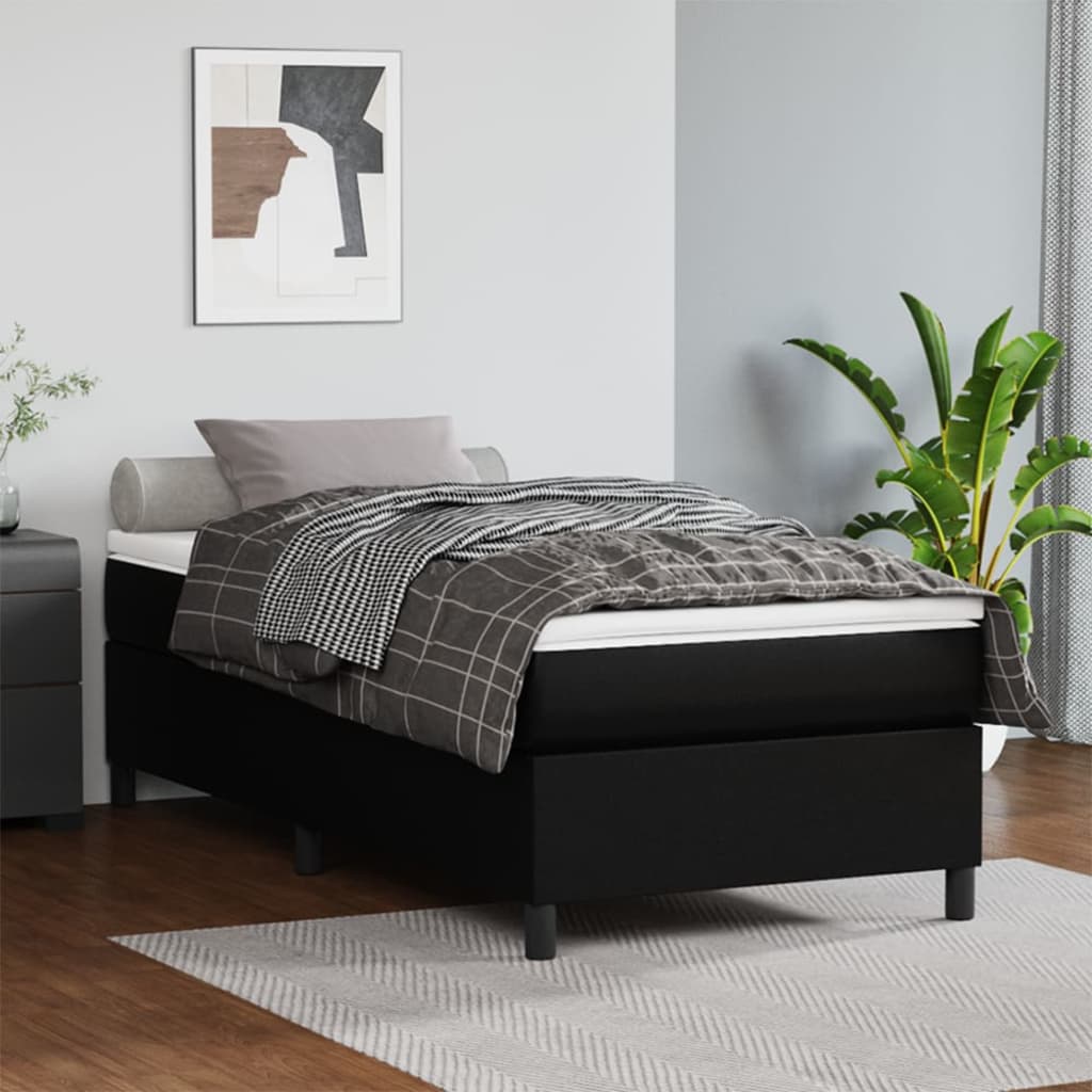 Box Spring Bed Frame Black 80x200 cm Artificial Leather
