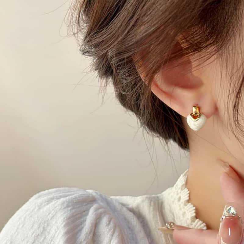 Elegant Heart Drop Earrings for Women - Niche Design, Versatile French Style Jewelry