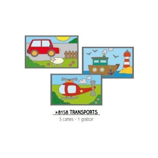 Jeu éducatif - Transports - 3 cartes à gratter - Multicolore - Inclus : grattoir - Pour enfants