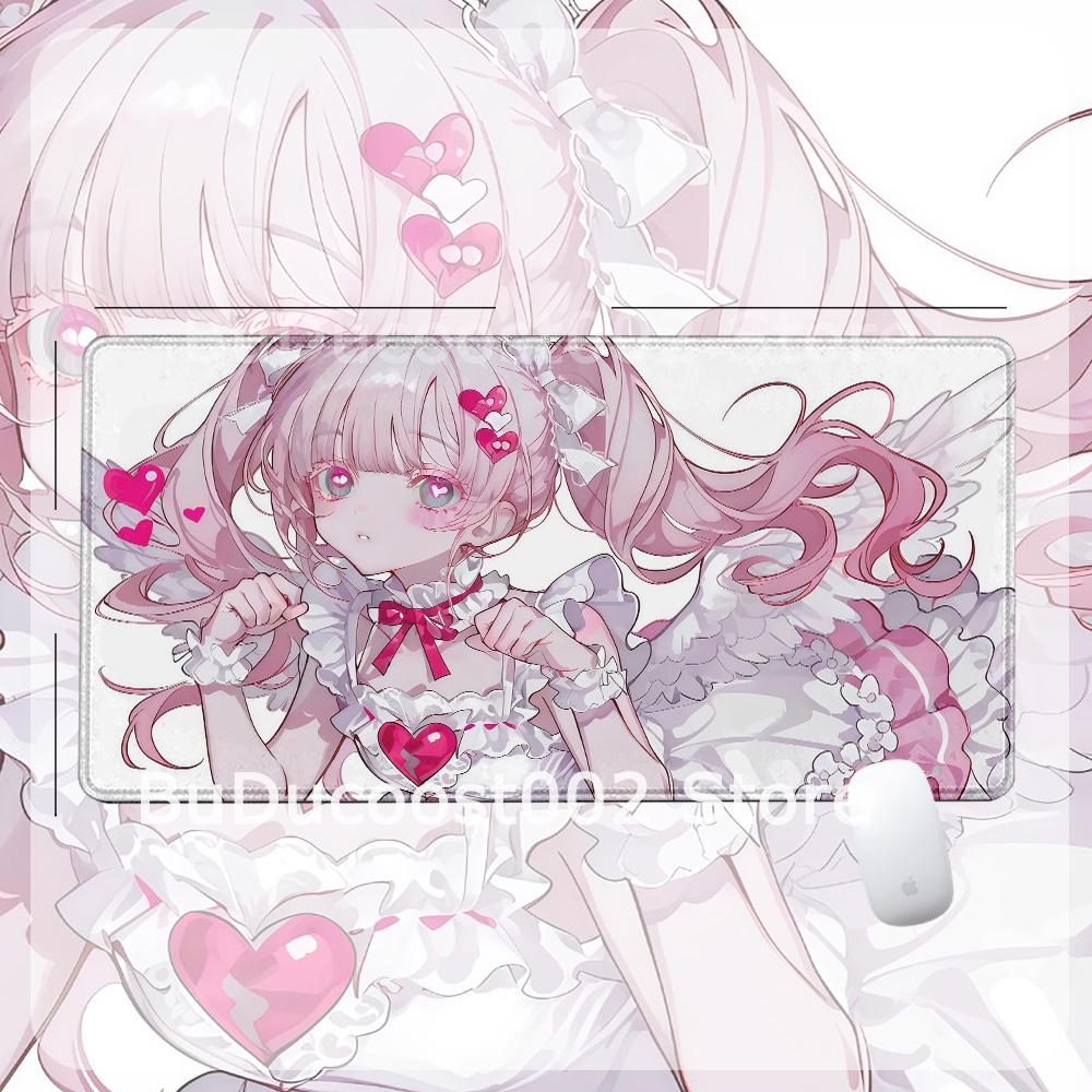 Süße Anime Rosa Mädchen Schreibtischunterlage Cartoon Laptop Mauspads Büro Rutschfeste Große Mauspads Gamer PC Schrank Mauspads Computerpads