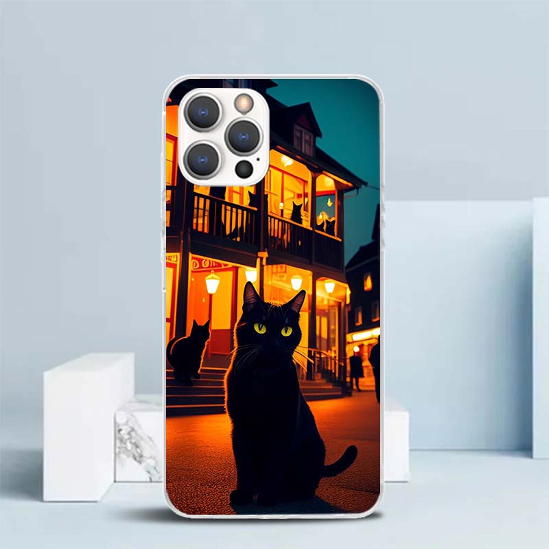 Anime Cat Rain Animal Soft Cover for iPhone 16 17 Air 15 14 Pro Max 16E Phone Case 13 Mini 12 11 7 SE 8 Print Pattern Fit Cases