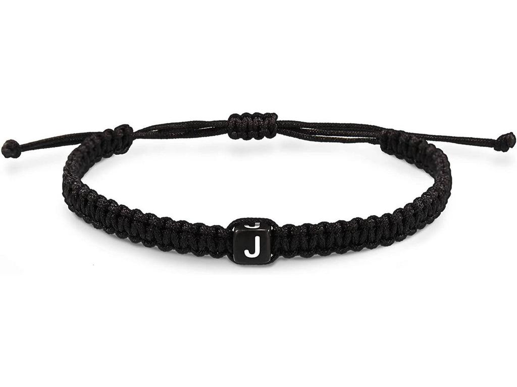 Acrylic Initial Letter Adjustable Woven Bracelet for Couples