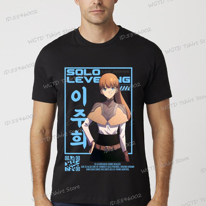 Solo Leveling Anime T-Shirt Sung Jinwoo New Manga Black Shirt S-4XL Funny Graphic Solo Leveling T Shirt Vintage Men Women Tshirt