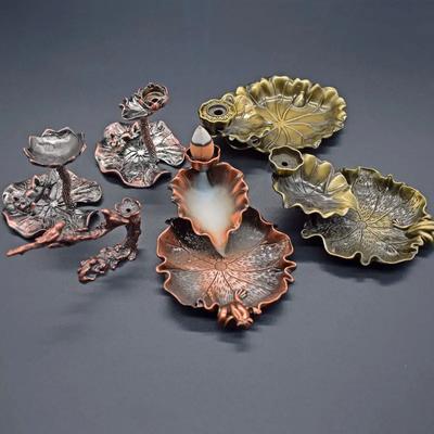 Kupfer Frosch Lotus Räuchergefäß Figuren Miniaturen Zen Heimdekoration Chinesisch Retro Teekunst Rückfluss Räucherstäbchen Ornament