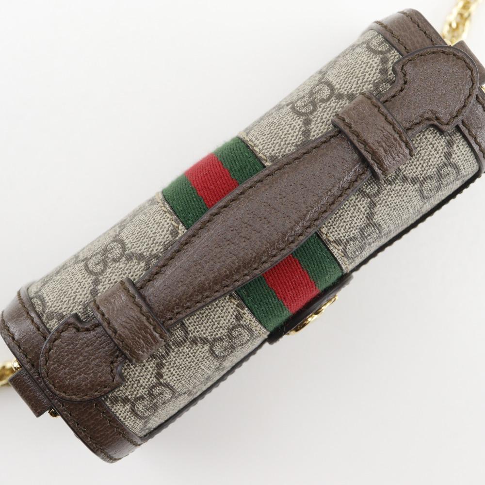 GUCCI Ofidia Shoulder Bag 696180 Sherry line Mini ChainShoulder Brown GG Supreme Canvas Women Used