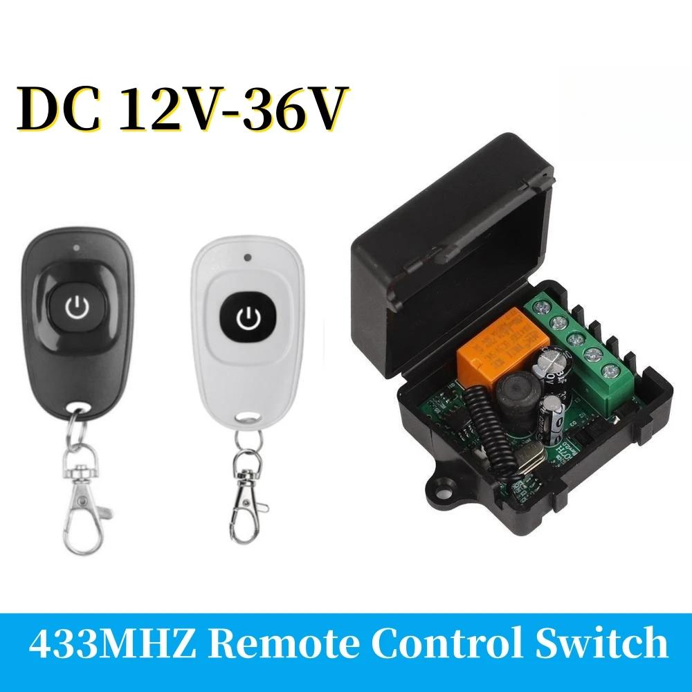 433Mhz RF Remote Control Wireless Switch DC 12V 24V 36V 10A 1CH RF Relay Receiver and 2CH Transmitter Kit For Intelligent Home