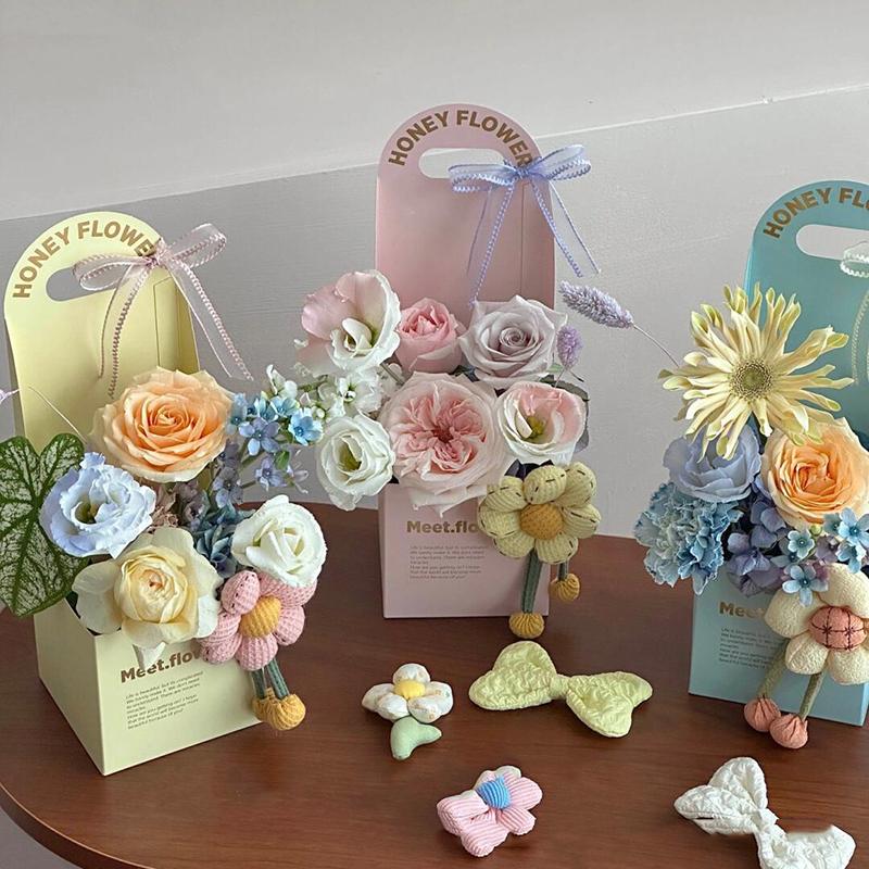 2Pcs Creative Hand-Folded Folded Flower Box Flower Gift Box Romantic Flower Arrangement Box Portable Bouquet Wrapping Box
