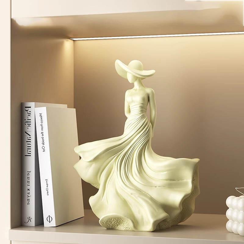 Whispering Breeze Lady Art Figurine - Sophisticated Resin Ornament for Modern Home Accent