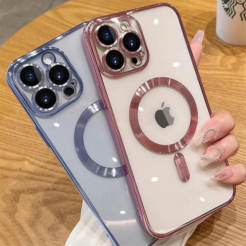 Luxury Wireless Charging Magsafe Case For iPhone 15 Pro Case For iPhone 14 Plus 13 12 11 Pro Max Xs Max Case Soft Silicone Cover