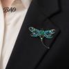 Long-lasting Luster Brooch Electroplated Alloy Brooch, Dragonfly Pin with Sparkling Rhinestones Inlaid, Daily Wear Jewelry Long Tail Design Badge for