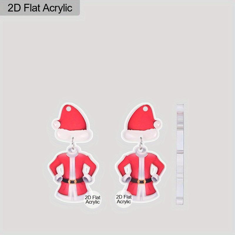 2D Flat Santa Claus Clothes Dangling Earrings, Lightweight Acrylic Material, Ideal for Party Gifts, Jewelry, and Christmas Gifts.
