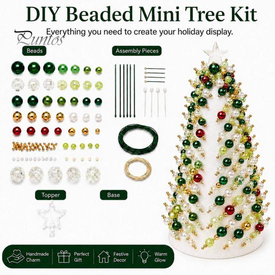 Crafting Kit for Beginners DIY Beaded Christmas Tree Kit, Handmade PVC Glitter Craft Easy Bead Set, To Assemble Art Kids And Adults Supplies