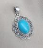 American Turquoise Pendant: Handmade 925 Silver Boho Necklace