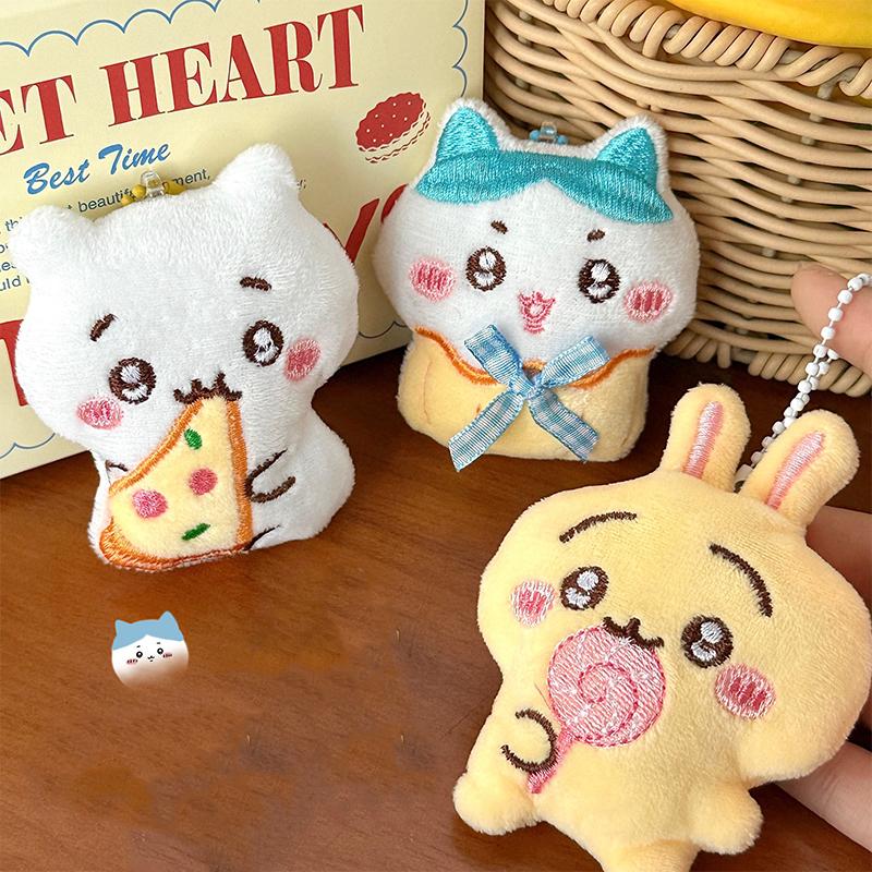 Cute Cartoon Plush Doll Pendant Lovely Stuffed Bunny Keyring Couple Key Holder Bag Hanging Decoration Best Friend Gifts