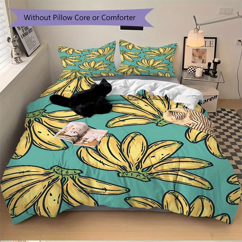 3pcs Banana Pattern Bedding Set, Breathable and Soft, Suitable for All Seasons, Ideal for Home Use, Suitable for Bedroom Decor 21115