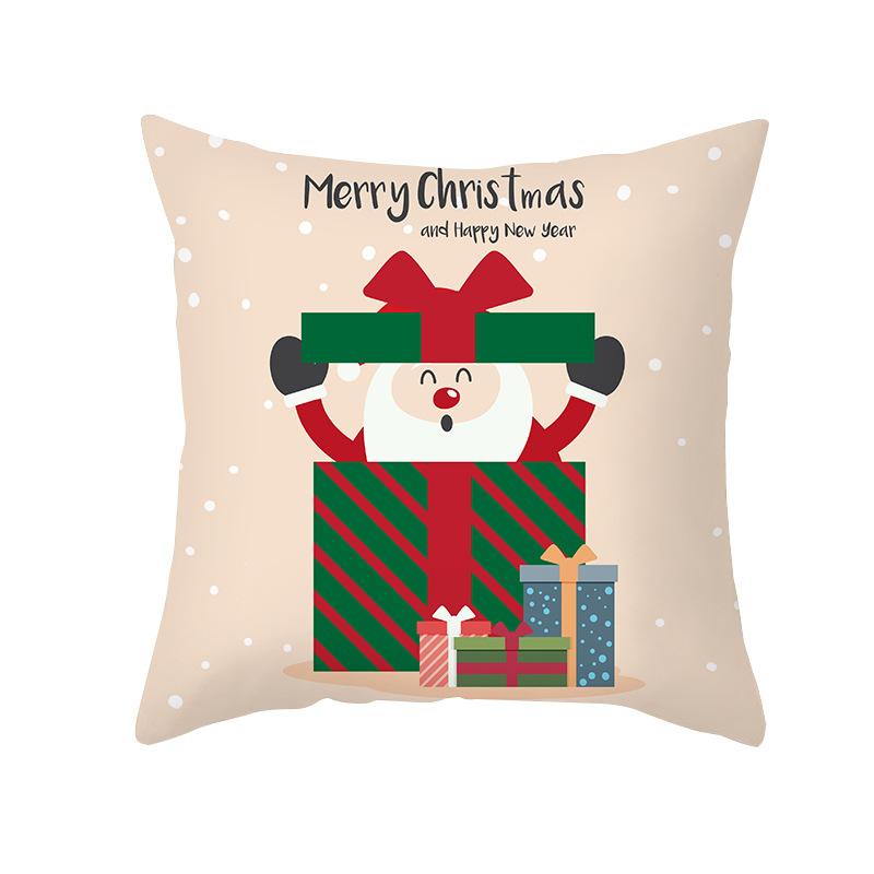 Christmas Pillow Case Wish Cartoon Print Peach Skin Christmas Pillow Home Sofa Cushion