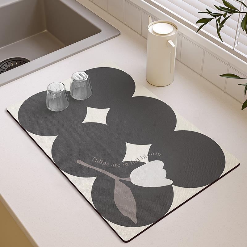 Small Fresh Kitchen Countertop Mat Dirt Resistant Heat-resistant Heat-insulating Pad Water Absorbing Quick Drying Anti Slip Pad