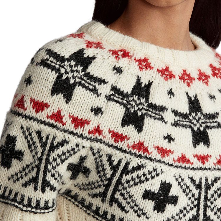 Polo Ralph Lauren SS23 Geometric Pattern Long Sleeve Pullover Sweater Women Sweater White 211860633-001