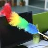 1pcs Household Rainbow Dust Duster Practical Plastic Feather Duster Telescopic Handle Sweeping Brush Cleaning Product Tool