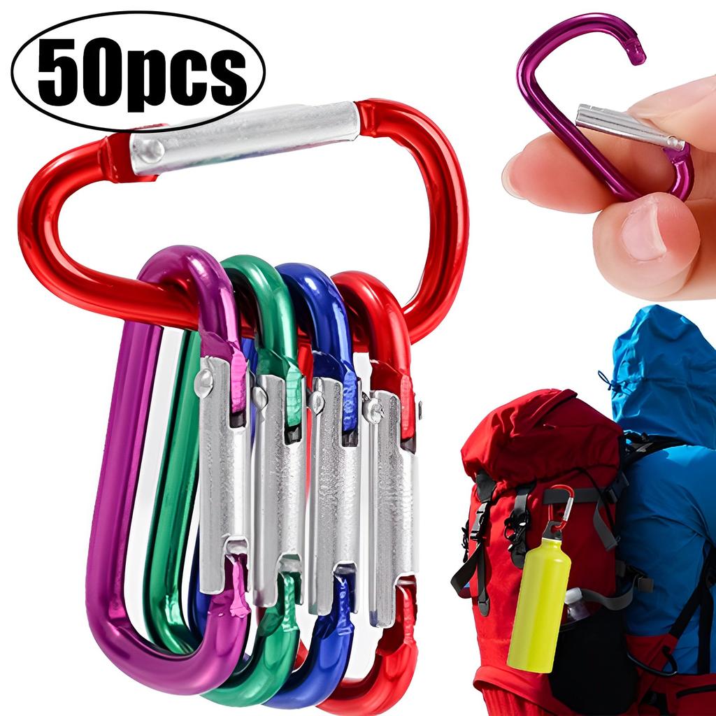 10/50Pcs Carabiner Keychain Alluminum D-ring Buckle Spring Carabiner Snap Hook Clip Keychains Outdoor Camping Daily Use Tool