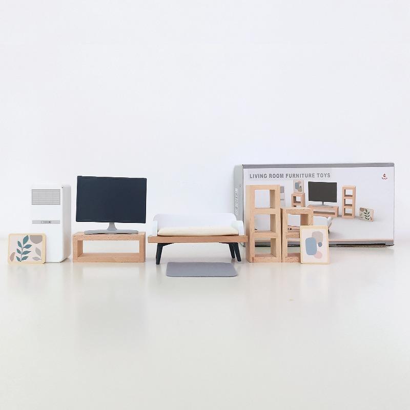 New Mini Small Furniture Wooden Kitchen Bedroom Bathroom Play House Simulation Doll House Children's Toys Furniture Placement