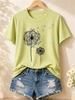 New Women Casual and Fashionable Short-Sleeve T-Shirt Simple Floral Print Round Neck Comfortable and Breathable Short-Sleeve Top