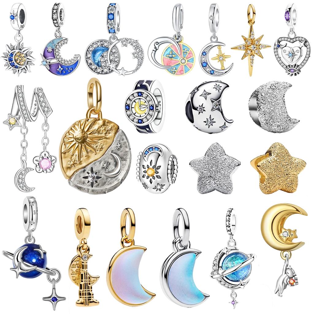  Breloques Étoile & Lune en Cuivre Original Boucles d'Oreilles Bague Perles Pendentif Convient Bracelet Collier Bricolage Bijoux Fins Cadeau