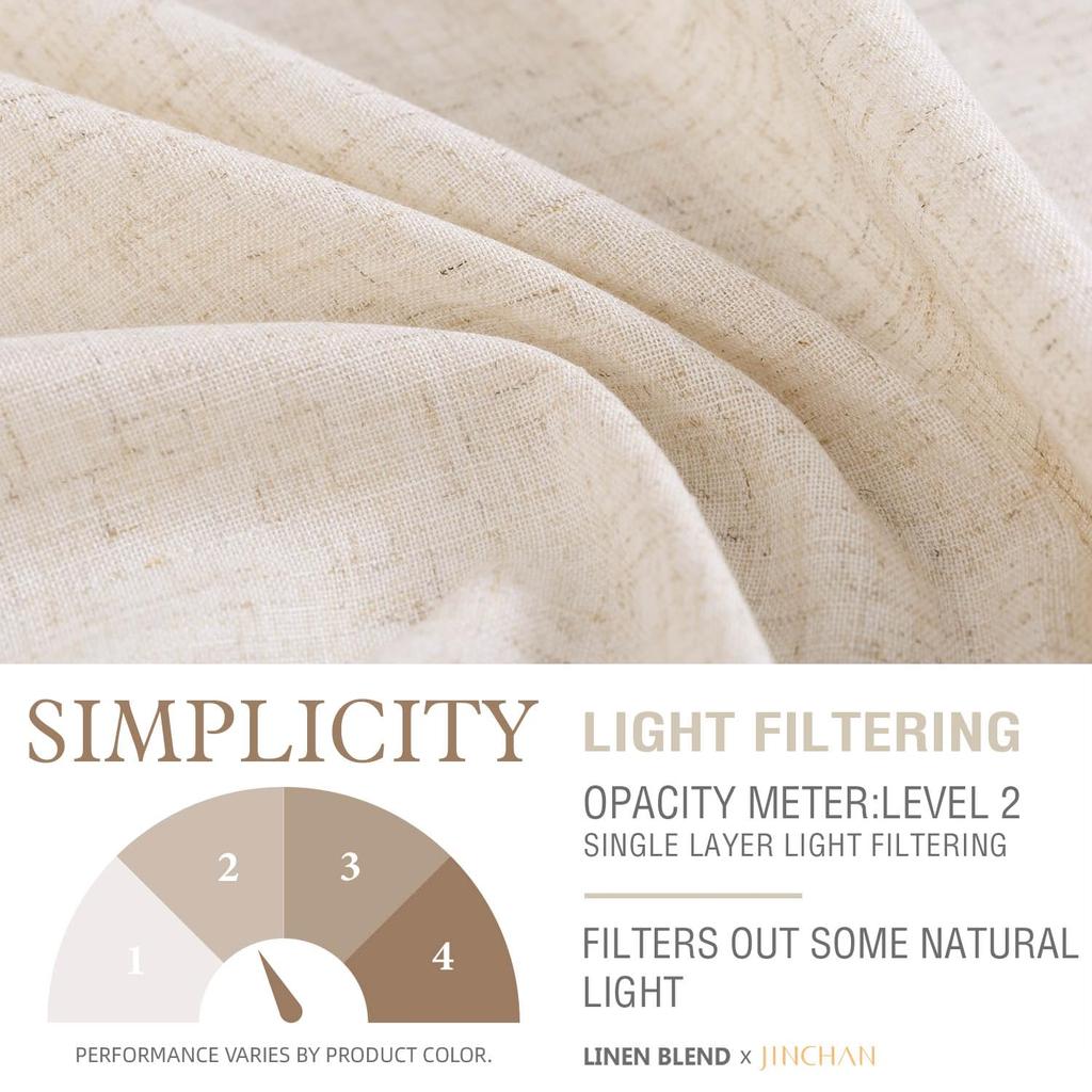 Tende da Cucina in Lino Beige 36 Pollici a Mezza Finestra Tende per Caffè Rustico Filtranti la Luce Tende Piccole Finestre Lino Country Rustico Asta Po