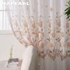 1PC NAPEARL Orange Flower Printed White Tulle Curtains for Bedroom Window Screen Panels Sheer Living Room Kitchen Home Decor