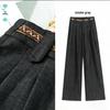 Spring New Silk Lyocell Denim Blue High-Waisted Casual Straight-Leg Pants