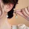 Silver Needle Zircon Knotted Pearl Pendant Earrings Retro Court Temperament Earrings Light Luxury High-end Earrings