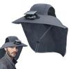 Sun Hats For Men Wide Brim Solar Powered Fan Outdoor Sun Hat Solar Fan Fish Accessories With Neck Flap Wide Brim UV Protection