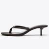 Fashion High Quality Black Silk Kitten Heel Design Brand Slipper Women Cozy Clip Toe Flip Flop Elegant Square Toe Thin Heel Slide Sandal